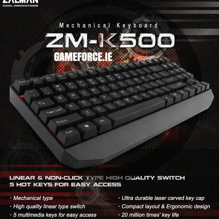 Zalman ZM-K500 Mechanical Gaming Keyboard - GAMEFORCE.IE Ireland's PC Builders - Best Value Custom Gaming Desktop PCs