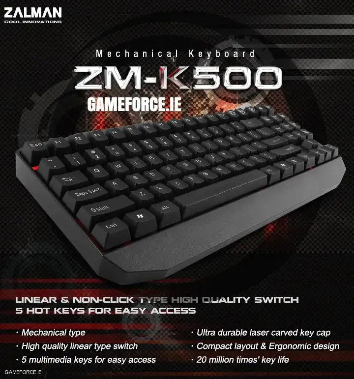 Zalman ZM-K500 Mechanical Keyboard - GAMEFORCE.IE Ireland's PC Builders - Custom Gaming Desktop PCs