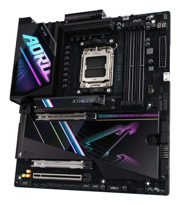 GIGABYTE X870E AORUS XTREME AI TOP Motherboard - Supports AMD Ryzen 9000 Series CPUs, 18+2+2 phases VRM, up to 8800MHz DDR5 (OC), 1xPCIe 5.0 M.2 + 3xPCIe 4.0 M.2, WI-FI 7, 10GbE LAN, USB 4