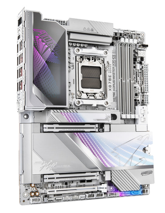 GIGABYTE X870E AORUS MASTER X3D ICE Motherboard - Supports AMD Ryzen 9000 CPUs, 18+2+2 Phases Digital VRM, up to 9000Hz DDR5 (OC), 2xPCIe 5.0 + 3xPCIe 4.0, Wi-Fi 7, 10GbE LAN, USB 4