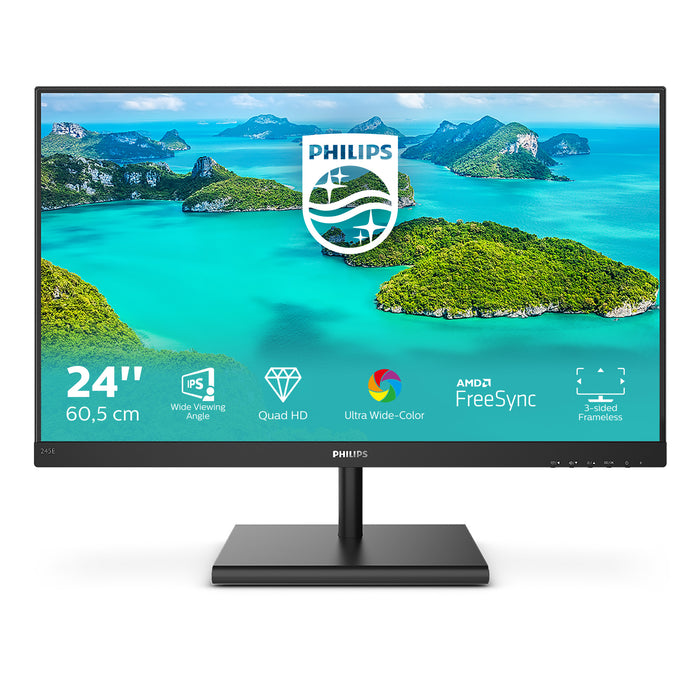 Philips E Line 245E1S/00 computer monitor 60.5 cm (23.8") 2560 x 1440 pixels 2K Ultra HD LCD Black