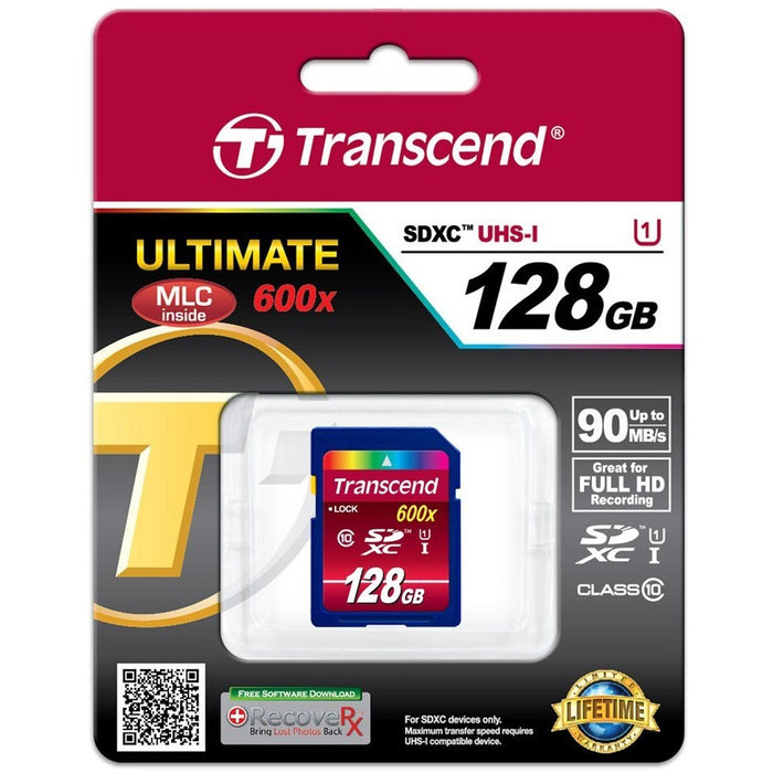 Transcend SD Card SDXC/SDHC Class 10 UHS-I 600x 128GB