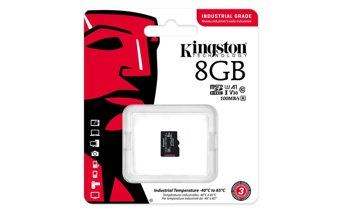 Kingston Technology 8GB microSDHC Industrial C10 A1 pSLC Card Single Pack w/o Adapter
