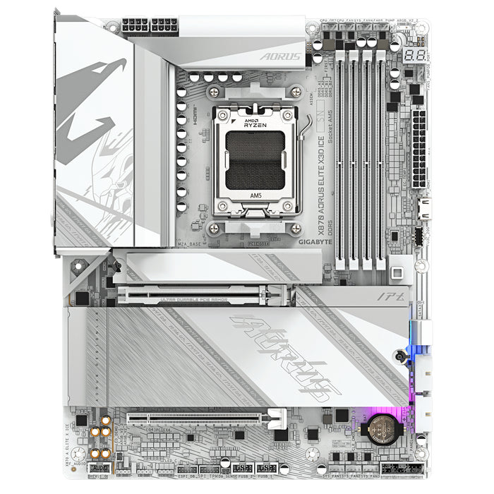 GIGABYTE X870 AORUS ELITE X3D ICE Motherboard - Supports AMD Ryzen 9000 CPUs, 16+2+2 Phases Digital VRM, up to 9000Hz DDR5 (OC), 2xPCIe 5.0 + 2xPCIe 4.0, Wi-Fi 7, 2.5GbE LAN, USB 4