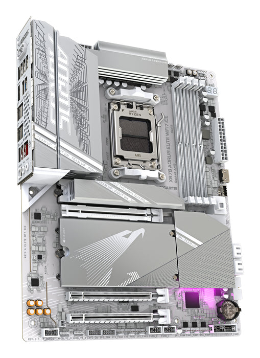 GIGABYTE X870 AORUS ELITE WIFI7 ICE Motherboard - Supports AMD Ryzen 9000 CPUs, 16+2+2 Phases Digital VRM, up to 8200MHz DDR5 (OC), 3xPCIe 5.0 + 1xPCIe 4.0, Wi-Fi 7, 2.5GbE LAN, USB 4