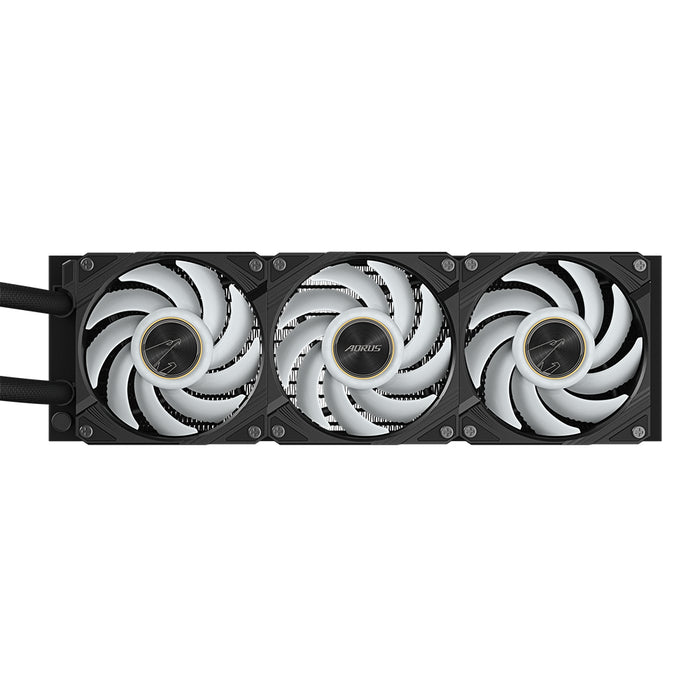 GIGABYTE AORUS WATERFORCE X II 360 AIO Liquid CPU Cooler - 3x120mm ARGB Fans, full-color LCD, MAGNETIC interlocking mechanism, DAISY-CHAIN, Intel LGA 1851 and AMD AM5 Compatible
