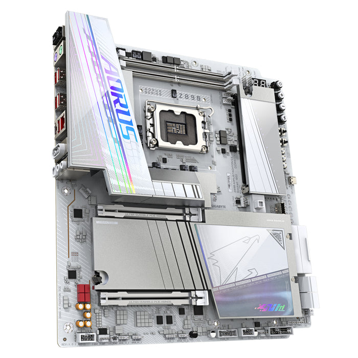 GIGABYTE Z890 AORUS TACHYON ICE Motherboard - Supports Intel Core Ultra (Series 2) CPUs, 18+1+2 phases VRM, up to 9500MHz DDR5 (O.C), 1xPCIe 5.0 + 3xPCIe 4.0, Wi-Fi 7, 5GbE LAN, USB 3.2 Gen 2x2