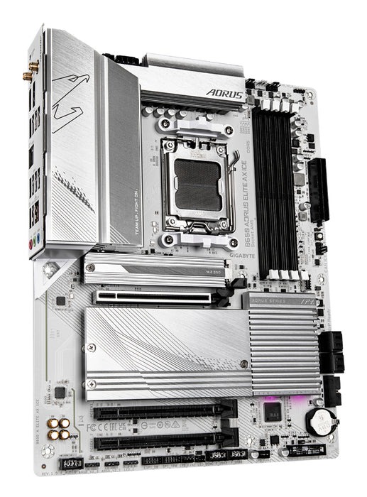 GIGABYTE B650 AORUS ELITE AX ICE Motherboard - Supports AMD Ryzen 9000 CPUs, 12+2+2 Phases Digital VRM, up to 8000MHz DDR5 (OC), 1xPCIe 5.0 + 2xPCIe 4.0 M.2, Wi-Fi 6E, 2.5GbE LAN, USB 3.2 Gen 2x2